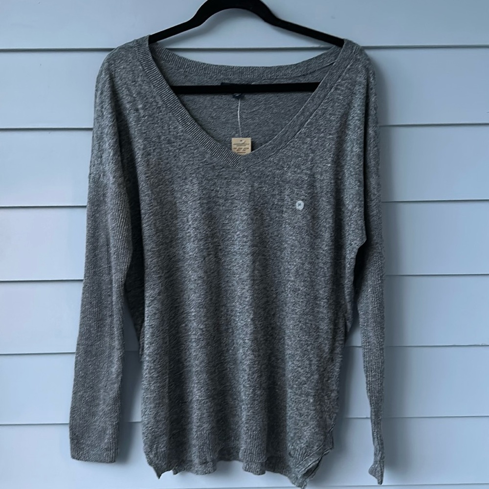 ☀️BOGO Item NWT American Eagle V Neck Dolman Ribbed Sleeve Split Hem Swe…